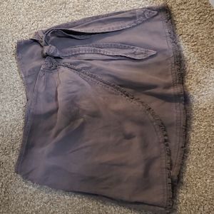 Purple wrap tie mini skirt